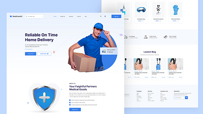 Medihealth Courier and medical store website landing page design ahosanhabib922 landing page log in page sign up page ui ui design uiux web landing page