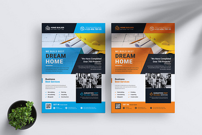 Construction Flyer Template Design, Real Estate Flyer Design branding business flyer business leaflet template corporate flyer design flyer design ideas illustration leaflet design templates logo real estate flyer