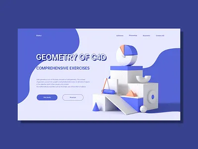 My practice for 2020 - Geometric solid banner cinema 4d