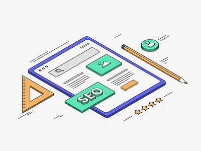 Landing Page SEO: 9 Proven Tips blog illustration isometric landing page seo tips