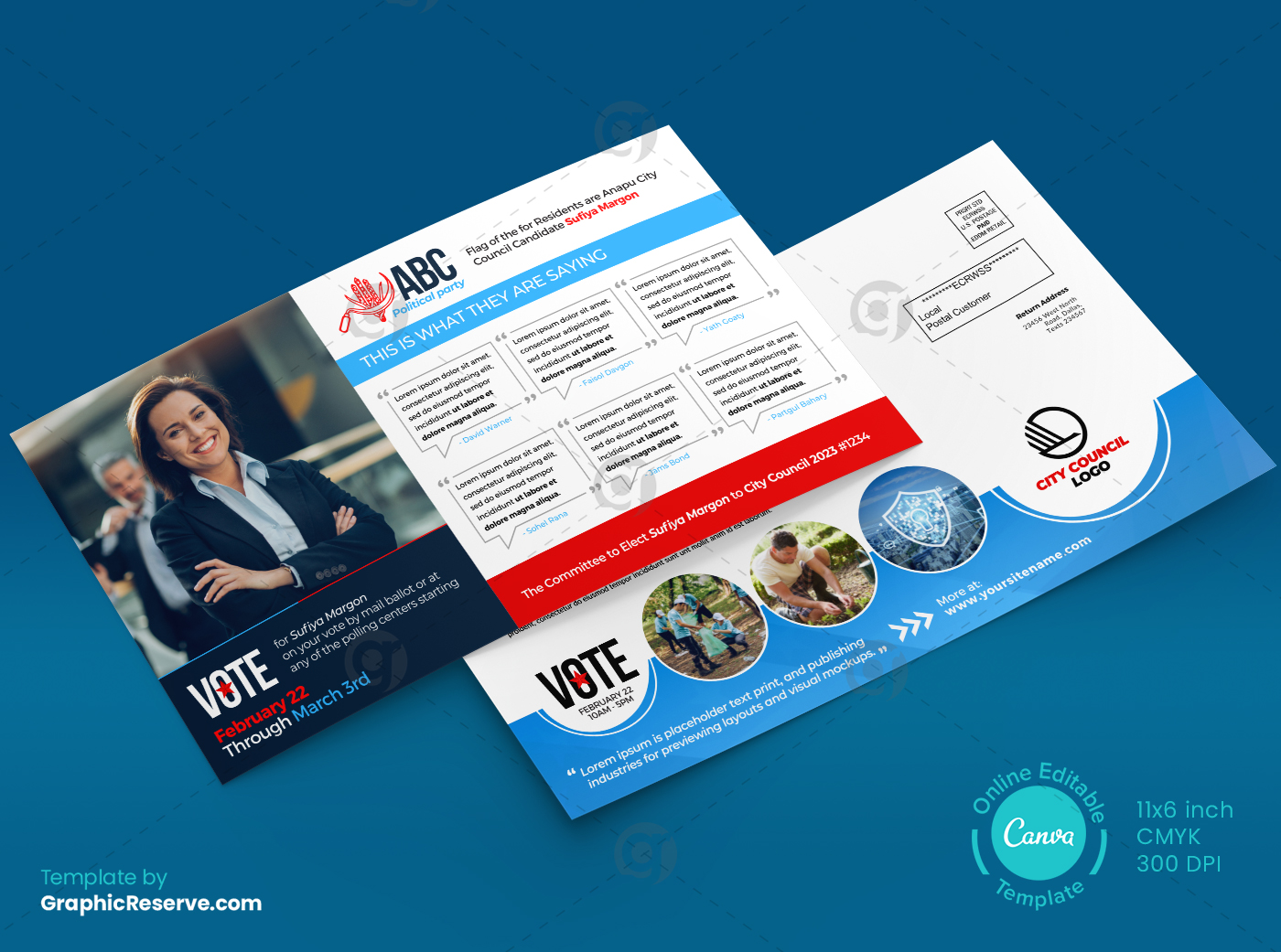 Political Postcard Design Canva Template By Graphic Reserve On Dribbble