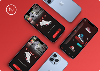 Nitro App brand design figma photoshop shoe shopping uiux