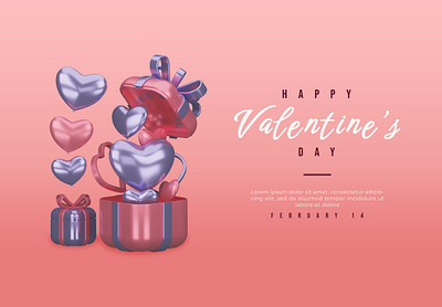 Happy valentine's day with 3d render 3d clean cute graphic design illustration love modern romantic valentine