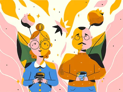 Grandma's Day & Grandpa's Day 2022 character design grandma grandpa grandparents illustration minimalist