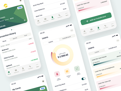 FinTech - mobile application app banking banking app card clean color finance financial fintech minimal mob money pay savings statistics ui uiux ux wallet