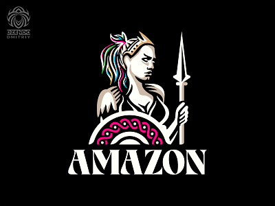 Amazon Warrior Logo amazon beautiful branding design girl logo logotype shield soldier spear warrior woman