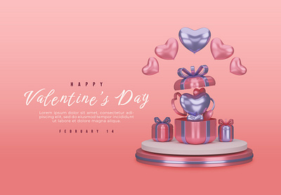 Happy valentine's day with 3d render 3d clean cute graphic design illustration love modern romantic valentine