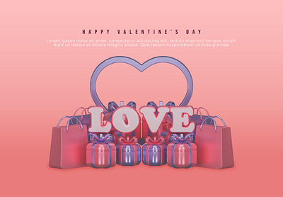 Happy valentine's day with 3d render 3d animation clean cute graphic design illustration love modern romance valentine