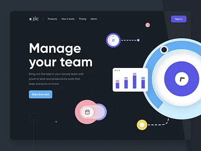 Team Management software 3d ai dark data design employee homepage landing leader manage product project manager saas software team team management ui ux web website
