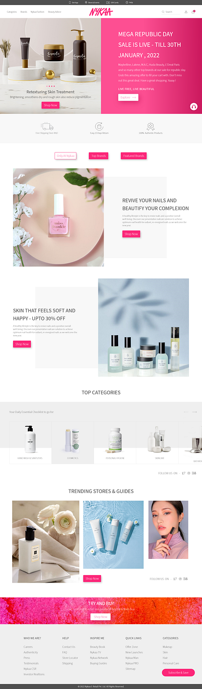 Nykaa - Redesign Web Landing Page adobe xd ui uiux webdesigner webredesign websitedesign