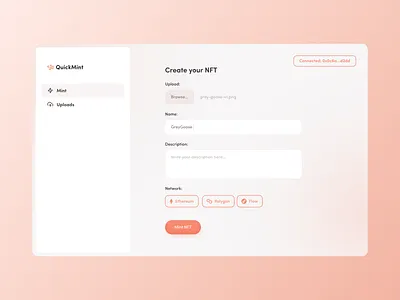 NFT Minting Dashboard blockchain branding clean crypto dashboard design download icon interface minimal nft simple template ui upload ux