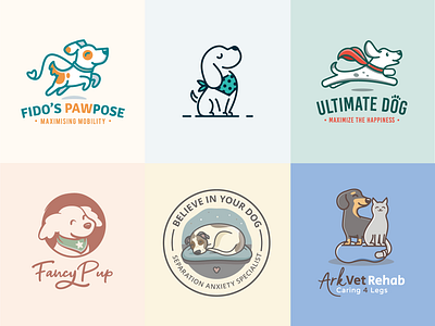 Dog logos colorful crealizable cute logos design dog dog logo dutch freelancer fun logo illustration logo pet logo pets petshop playful logo utrecht