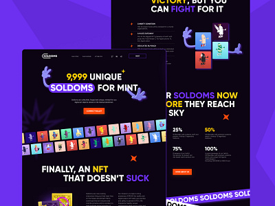 SOLDOMS | NFT COLLECTION WEBSITE blockchain branding character crypto digital art graphic design landing solana ui ux web website