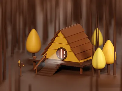 3D HOUSE IN THE FOREST 3d 3d art 3d composition 3d design 3d designer 3d forest 3d house 3d house in the forest 3d illustration 3d mailbox 3d nature 3d nft 3d trees 3d volumetric 3d world forest hobbit illustration plants