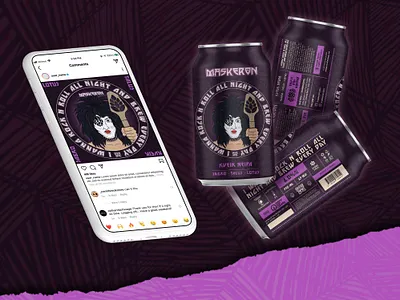 Maskeron I Wanna Rock n Roll android beer design beer label beer marketing beer promo craft beer design facebook illustration instagram iphone kiss mobile mockup music post rock smartphone social media vector