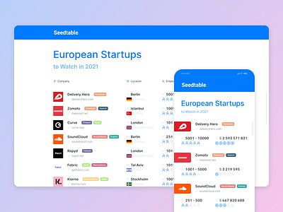 Seedtable Redesign 2021 2022 app clean data design desktop europe illustration interaction minimal mobile startups ui ux