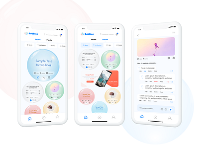 Bubbles Social App app design app ui bubbles comments design home mobile app mobile app design new app design popular recent social social app social app design social media ui ui ux