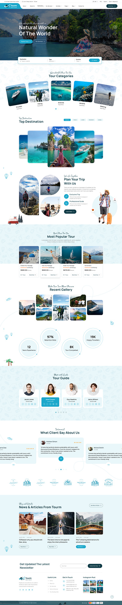 Tourm - Tour and Travel Agency Figma Template vacation