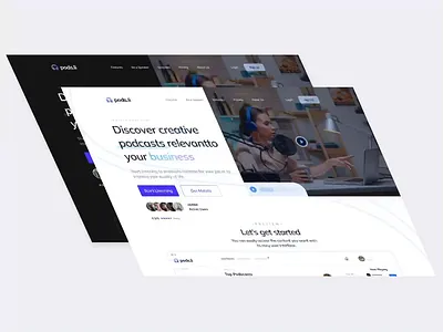 Pods.li: Landing Page 🌑 animation branding case study dashboard design graphic design landing page logo podscasts product design ui user experience user interface ux web design