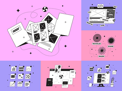 Illustration System for Ciseway 2d case study commercial design digital illustration kapustin outline project set system vector