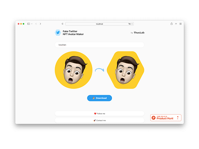 Fake Twitter NFT Avatar Maker app design loading page nft twitter ui ux web website