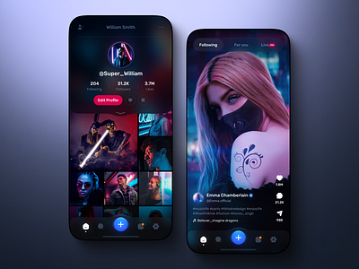 Social Video App - Dark Version app design live media mobile mobile app mobile app design social social networks trend ui uiux ux video video app