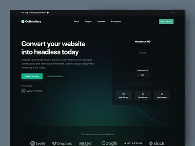 GoHeadless - Landing Page clean cms dark colors futuristic headless landing page minimalist ui ui design web web design wordpress