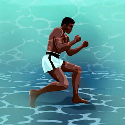 Ali ali animation art blue boxing charactedesign illustration muhammad ali sport underwater water