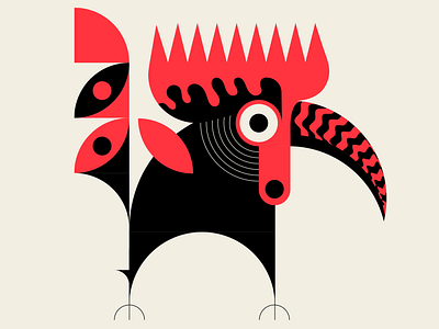 El Gallero abstract black design geometric illustration messymod minimalist red rooster vector