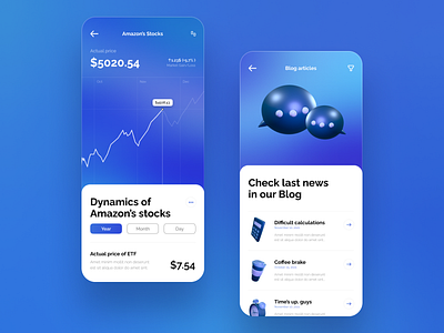 Mobile app for Investments 3d banking blue branding design designer gradient graphic design icons illustration investments mobileapp moderndesign onlinebanking ui uidesign ux uxdesign webdesign webdesigner