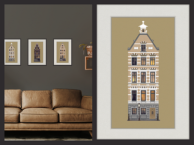 Three Amsterdam canal houses 20x30 300 dpi 300 ppi affiche amsterdam architecture banner canal houses design dimensions 20x30 frame history houses pictures png poster three traditional wall decoration