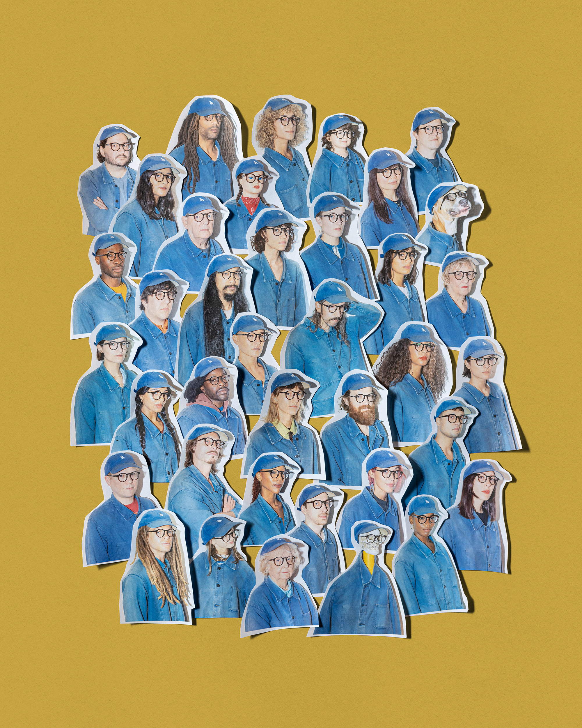 Uniform analog artwork blue chore coat collage design jacket los angeles music photography