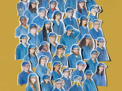 Uniform analog artwork blue chore coat collage design jacket los angeles music photography