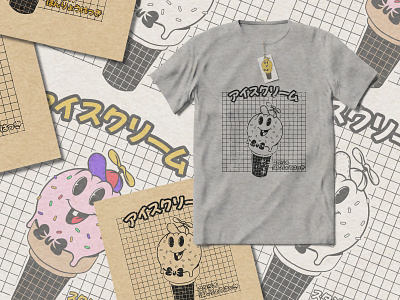 ICE CREAM T-SHIRT cartoon cream ice illustration japan japon logo vintage