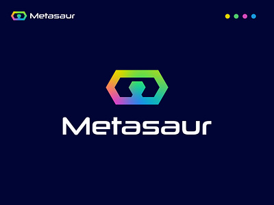 Metasaur Logo blockchain branding creative logo digitalart identity investing logo logomark meta meta world metaverse metaverse logo metaverso minimalist logo modern logo nft nftart security unique logo virtualreality