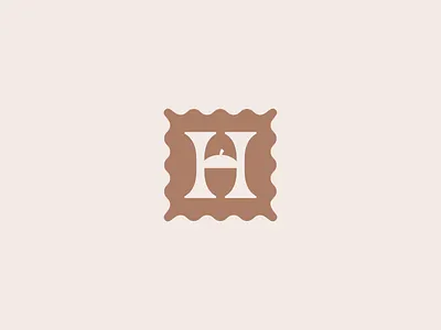 H Nut symbol box branding brown chocolate clean cream hazel hazelnut icon letter h letterh logo logotype monogram natural negativespace nut pastel sweet symbol