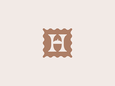 H Nut symbol box branding brown chocolate clean cream hazel hazelnut icon letter h letterh logo logotype monogram natural negativespace nut pastel sweet symbol