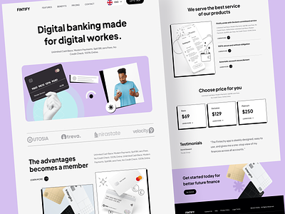 Finance Website Landing Page baking website bank card banking branding finance finance app financial website fintech app web landing page mobile banking money managament money transfer payment saas ui user interface ux web design website