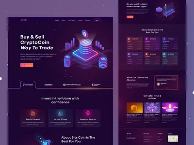 Cryptocurrency Web UI - Landing page bitcoin crypto crypto website cryptocurrency cryptocurrency web dark theme home page landing page website design