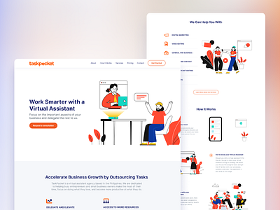 Landing Page Design for TaskPocket branding figma landing page mockup prototype taskpocket ui ux