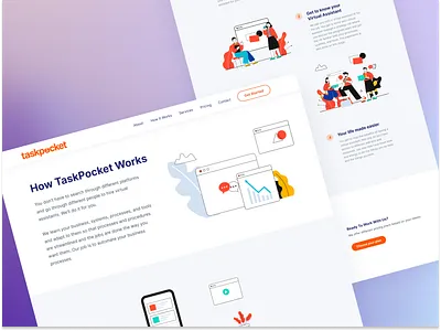 How It Works Page Design for TaskPocket branding design how it works illustration isometric ix landing page logo mockup prototype ui website