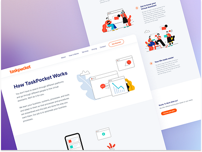 How It Works Page Design for TaskPocket branding design how it works illustration isometric ix landing page logo mockup prototype ui website