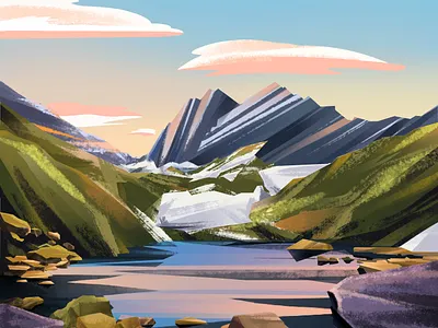 Udziro Lake art design dribbble dribbbleshot graphic design illustration illustrationart landscape landscapeart mountains