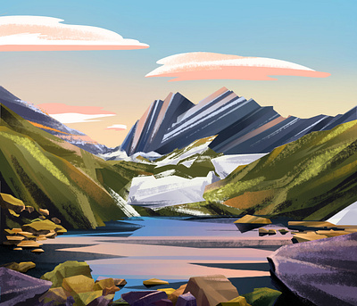 Udziro Lake art design dribbble dribbbleshot graphic design illustration illustrationart landscape landscapeart mountains