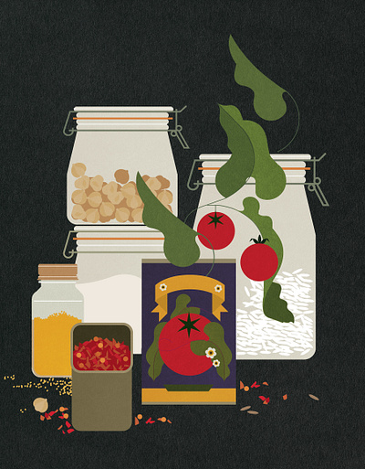 Chickpea Apricot Masala book digital folioart food illustration ingredients publishing recipe sally caulwell vector