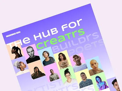Creator hub website color design gradient hero landing page photo ui ux website