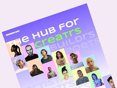 Creator hub website color design gradient hero landing page photo ui ux website