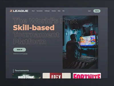 Z League Tournament Gaming Site gaming redesign ui design web design