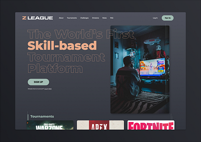 Z League Tournament Gaming Site gaming redesign ui design web design