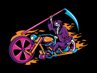 Death Rider fire graphic design motorcycle skull